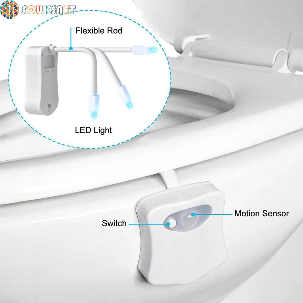 Motion Sensor Light Wireless LED Night Light RGB 8Colors Lamp Toilet Bathroom Atmosphere Light Colorful Sensor LED Night Lights