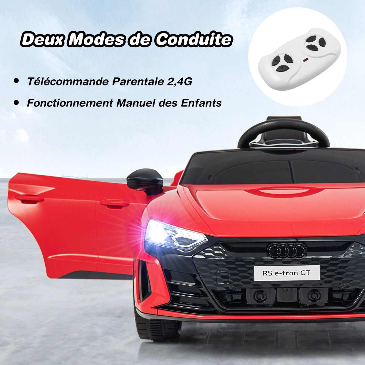Voiture Electrique 12 V Avec Télécommande 2,4G Véhicules Électriques Démarrage Progressif & Musique Charge 25Kg Pour 37-95 Mois Blanc/Rouge/Noir