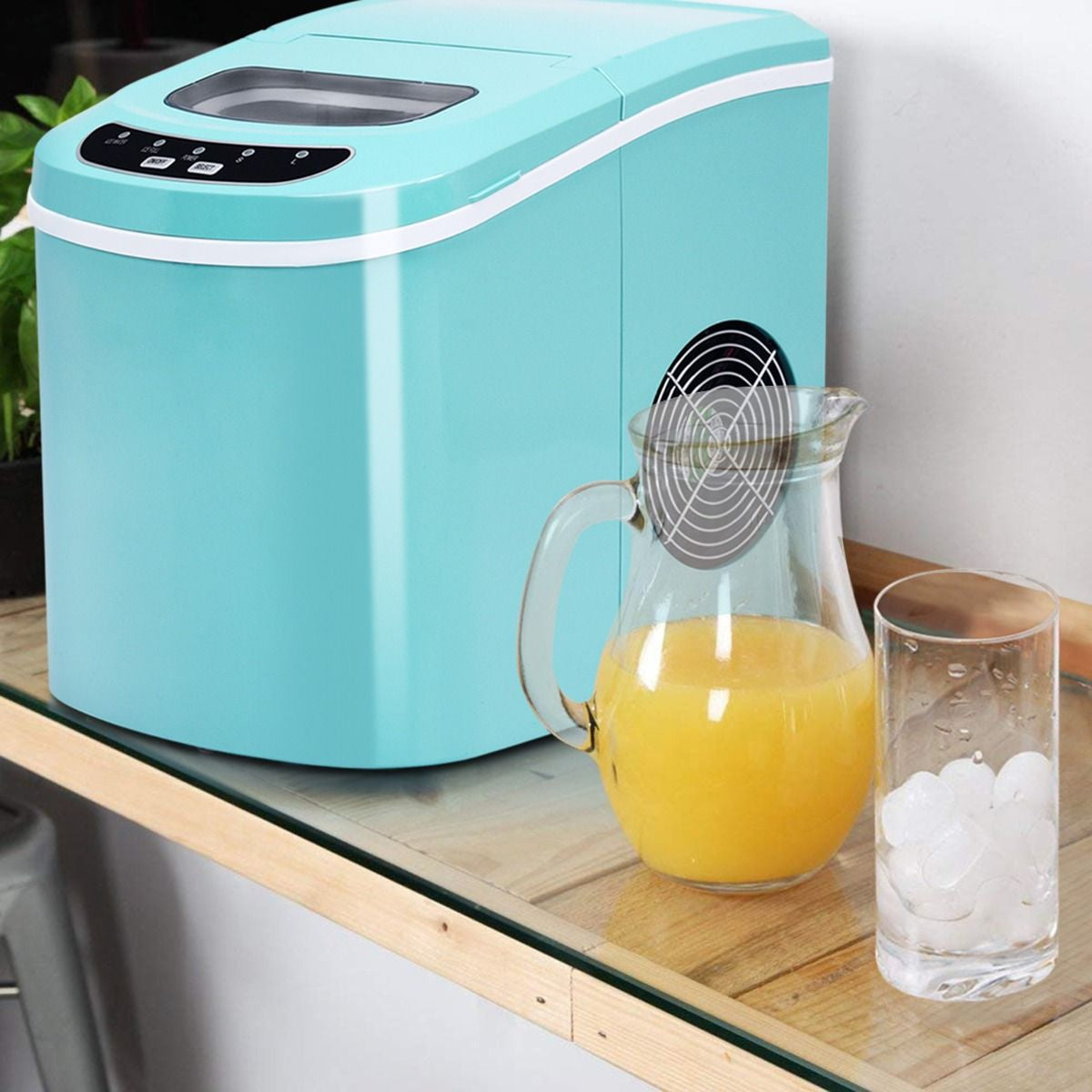 Machine À Glaçons Portable 12KG/24H 9 Glaçons Par 6-13 Min Avec Réservoir 2,2 L Et Bac À Glace De 0,7 Kg Bleu/Vert