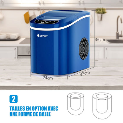 Machine À Glaçons Portable 12KG/24H 9 Glaçons Par 6-13 Min Avec Réservoir 2,2 L Et Bac À Glace De 0,7 Kg Bleu/Vert