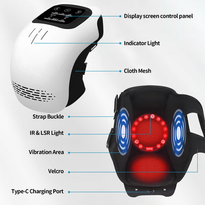 Elektrisches Knie-Massagegerät — Infrarotwärme, Vibration und Laser-Schmerzlinderung | Wiederaufladbar