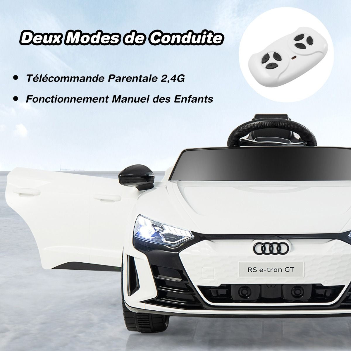 Voiture Electrique 12 V Avec Télécommande 2,4G Véhicules Électriques Démarrage Progressif & Musique Charge 25Kg Pour 37-95 Mois Blanc/Rouge/Noir