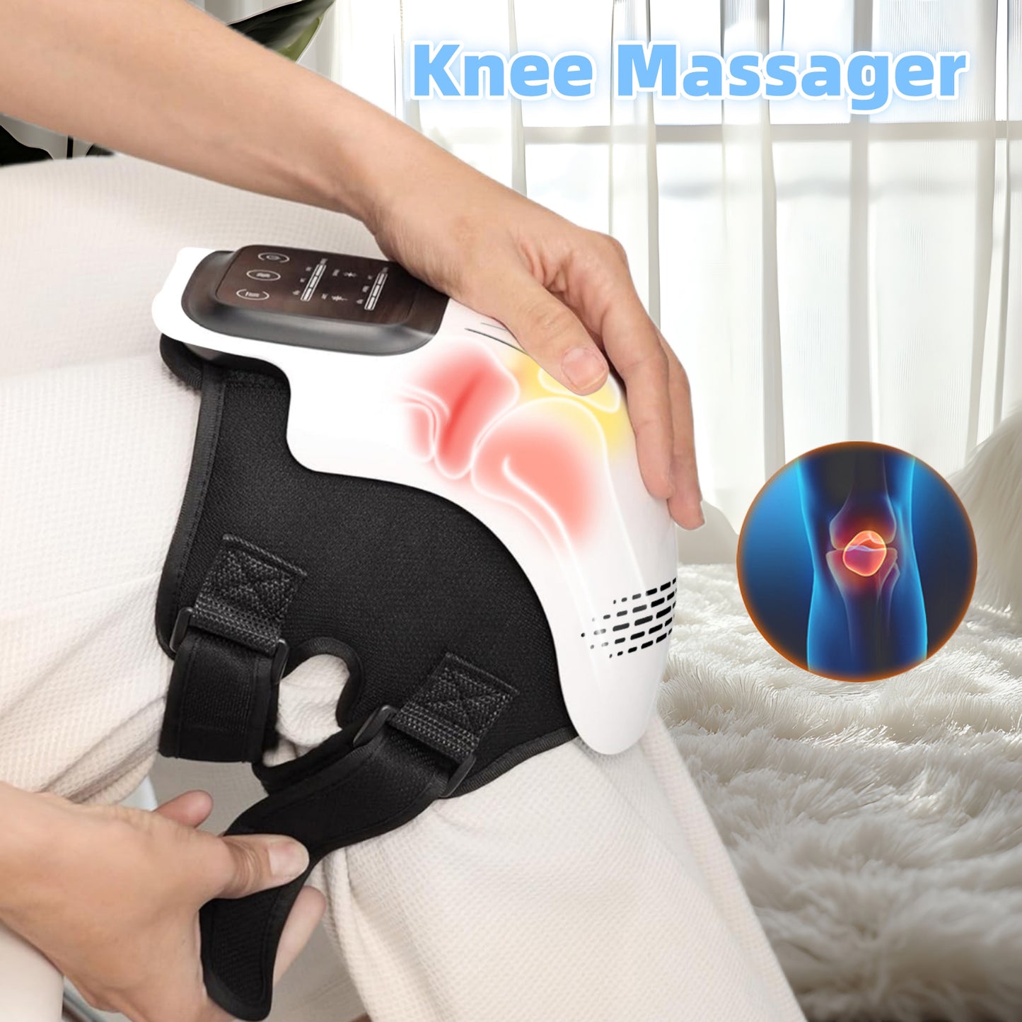 Elektrisches Knie-Massagegerät — Infrarotwärme, Vibration und Laser-Schmerzlinderung | Wiederaufladbar