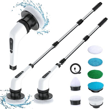 Brosse Nettoyante Électrique Sans Fil — 8 Têtes Interchangeables | Sol, Carrelage & Salle de Bain