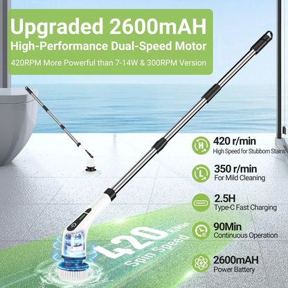 Brosse Nettoyante Électrique Sans Fil — 8 Têtes Interchangeables | Sol, Carrelage & Salle de Bain