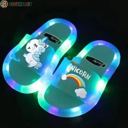 Chaussons Licorne Lumineux Enfant — Cristaux Scintillants & Lumières LED | Filles & Garçons