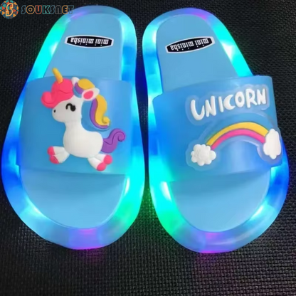 Chaussons Licorne Lumineux Enfant — Cristaux Scintillants & Lumières LED | Filles & Garçons