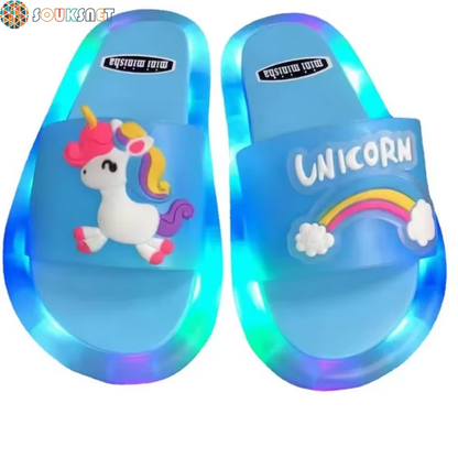 Chaussons Licorne Lumineux Enfant — Cristaux Scintillants & Lumières LED | Filles & Garçons