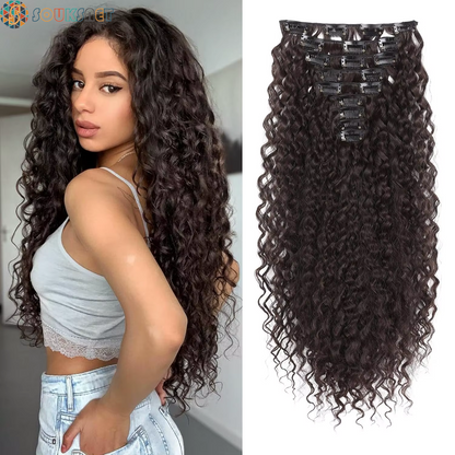 Extensions Cheveux À Clipser Bouclées 9 Pièces — 22 Pouces | Synthétique Doux | Femmes