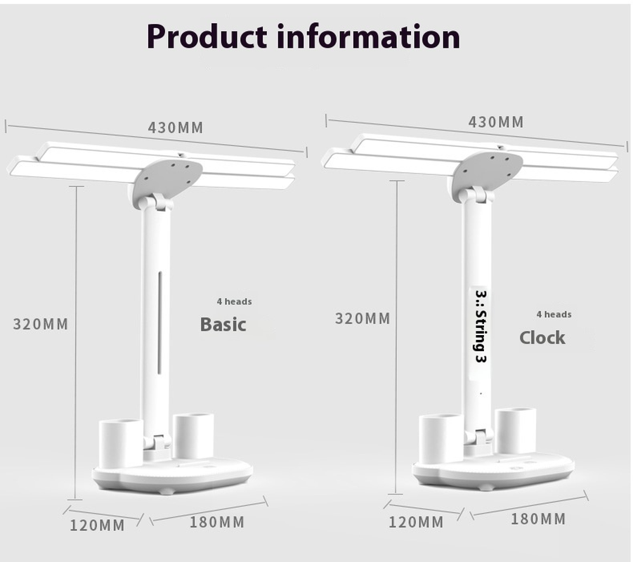 Lampe Bureau LED 3-en-1 — Ventilateur, Horloge & Calendrier | USB Rechargeable | 3 Couleurs