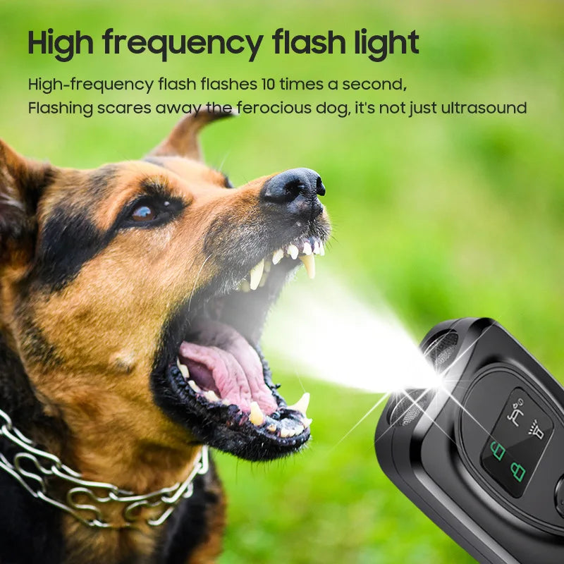 Ultrasonic Dog Repeller & Bark Deterrent — Handheld LED Training Device for All Breeds