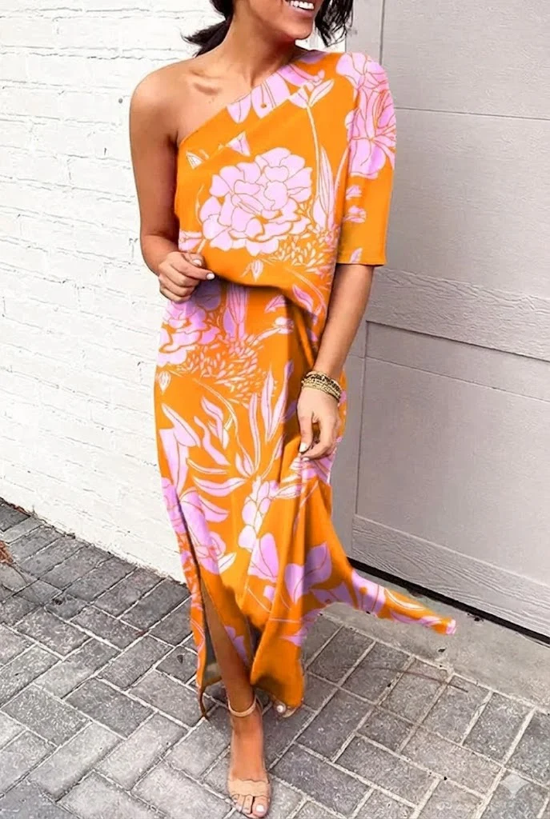 Women's One Sleeve Floral Evening Dress – Wedding Guest