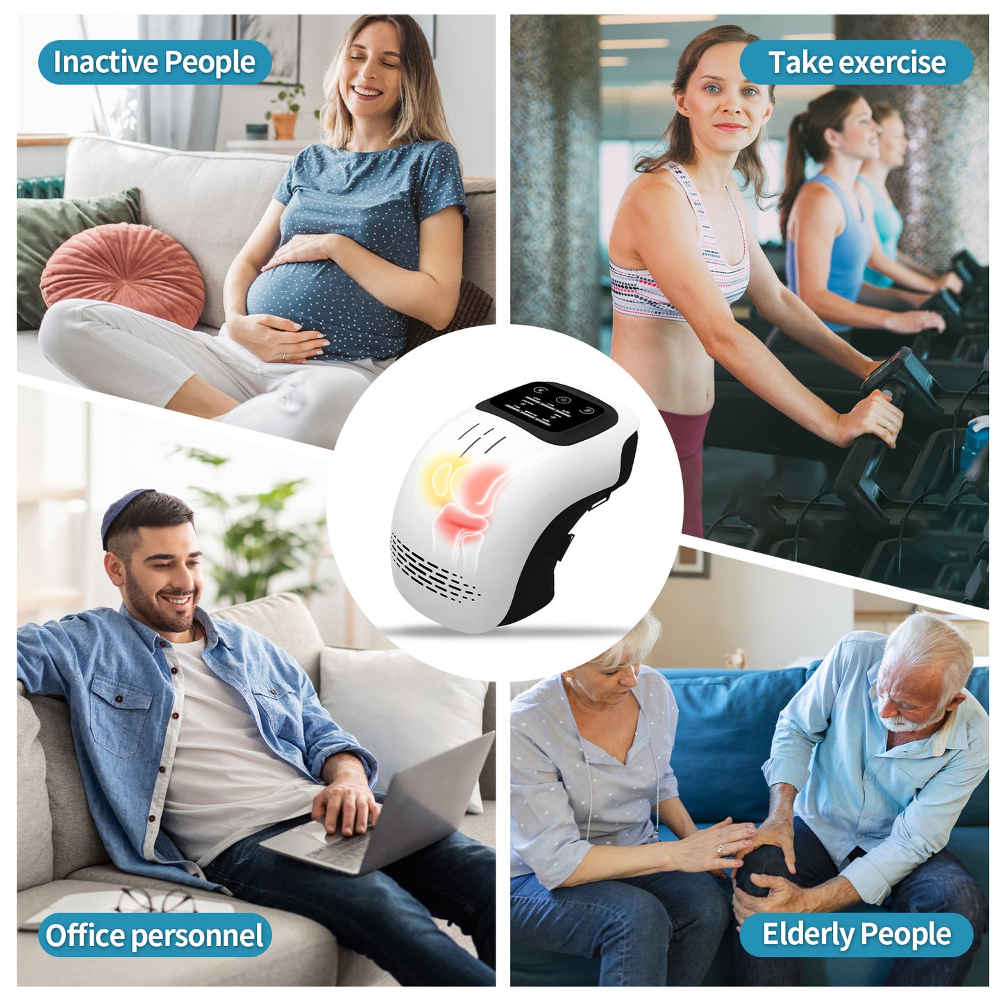 Elektrisches Knie-Massagegerät — Infrarotwärme, Vibration und Laser-Schmerzlinderung | Wiederaufladbar