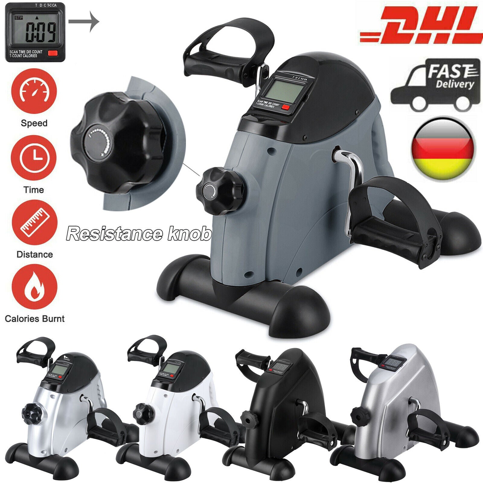 Mini Heimtrainer Pedaltrainer Arm Und Beintrainer Fitness Bike Trimmrad LCD