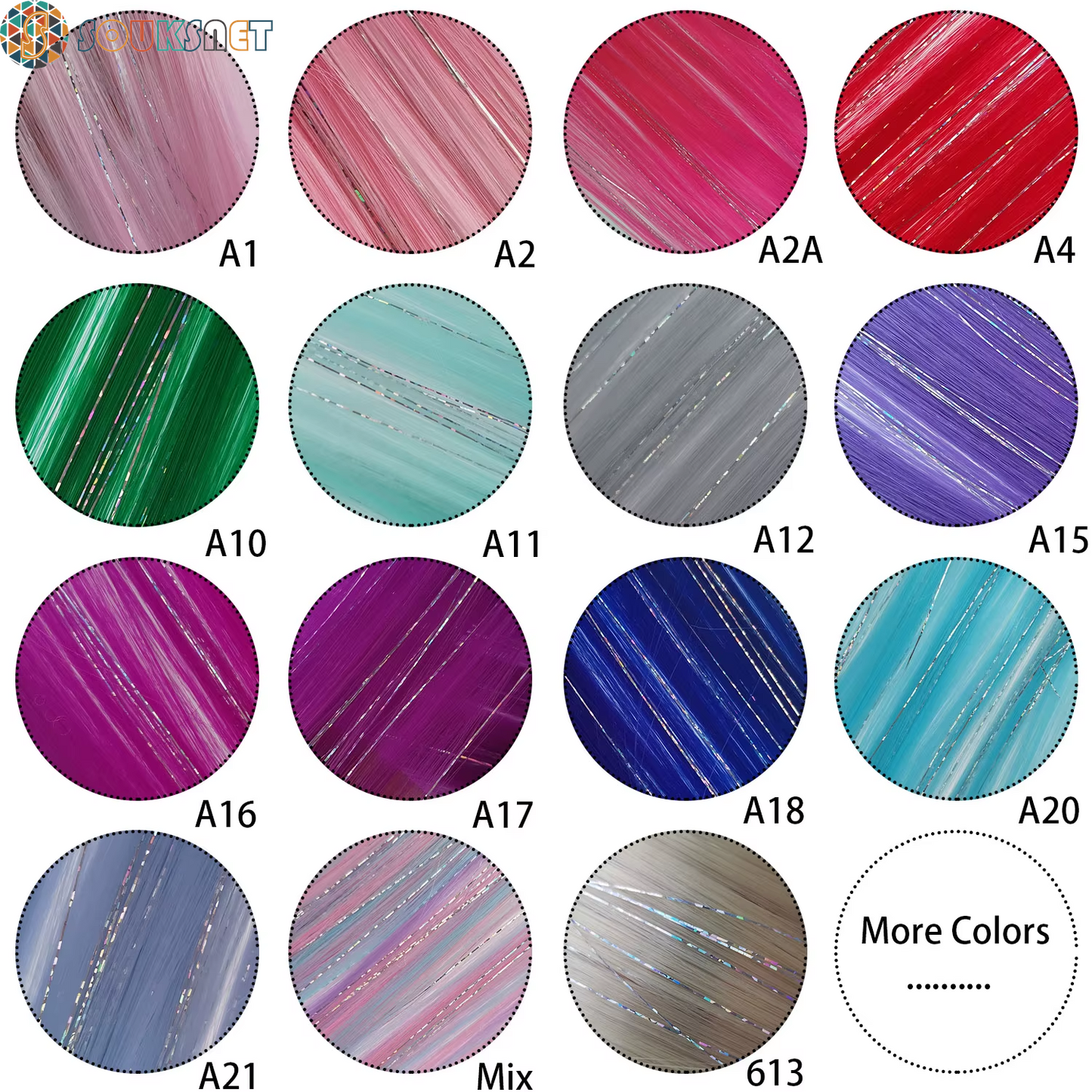 Sky Blue Hair Clip in Colored Extension Mixed Silver Tinsels Synthetic Rainbow Hairpiece Holiday Party Highlights for Women Girl