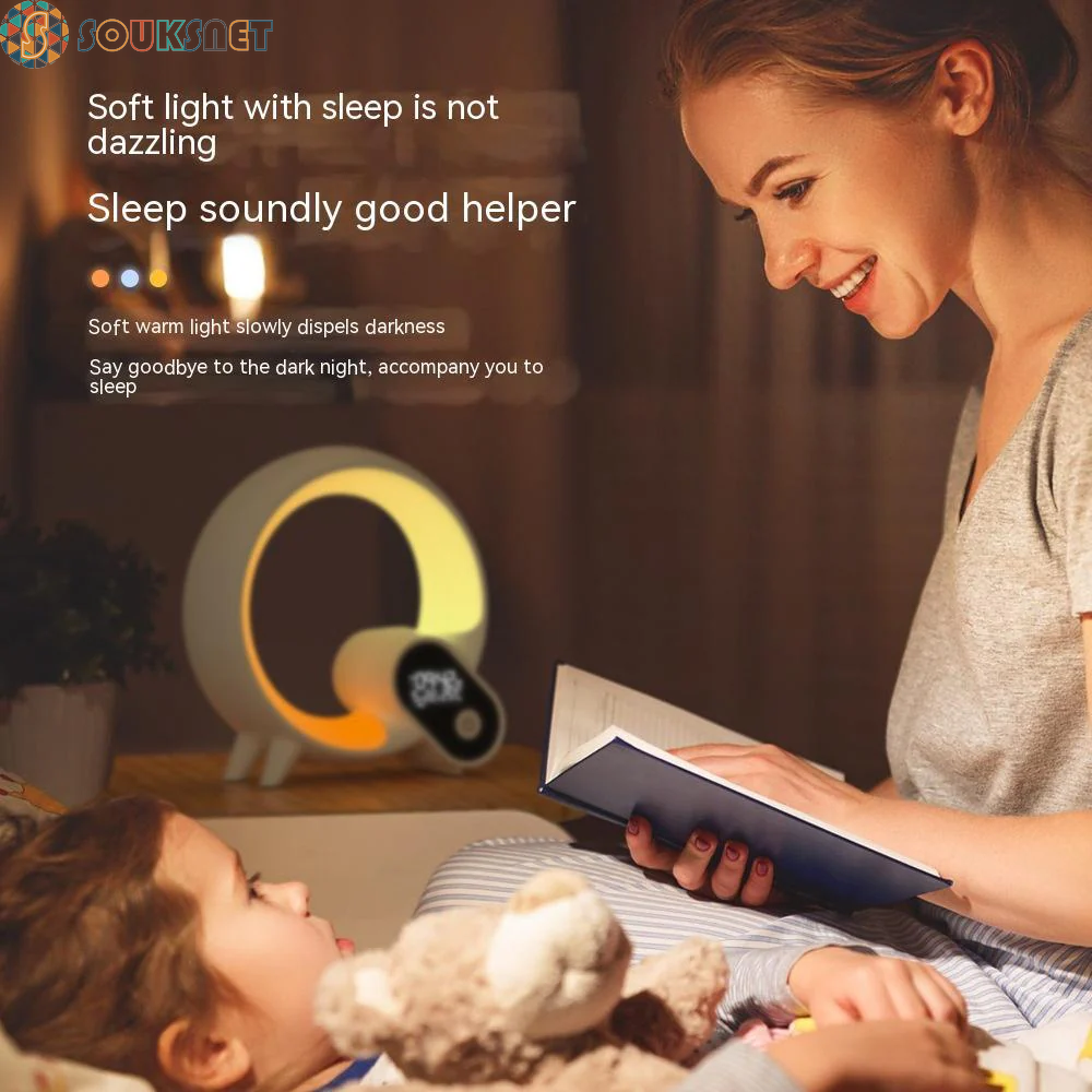 Creative Q Light Analog Sunrise Digital Display Alarm Clock Bluetooth Audio Intelligent Wake-Up Q Colorful Atmosphere Light