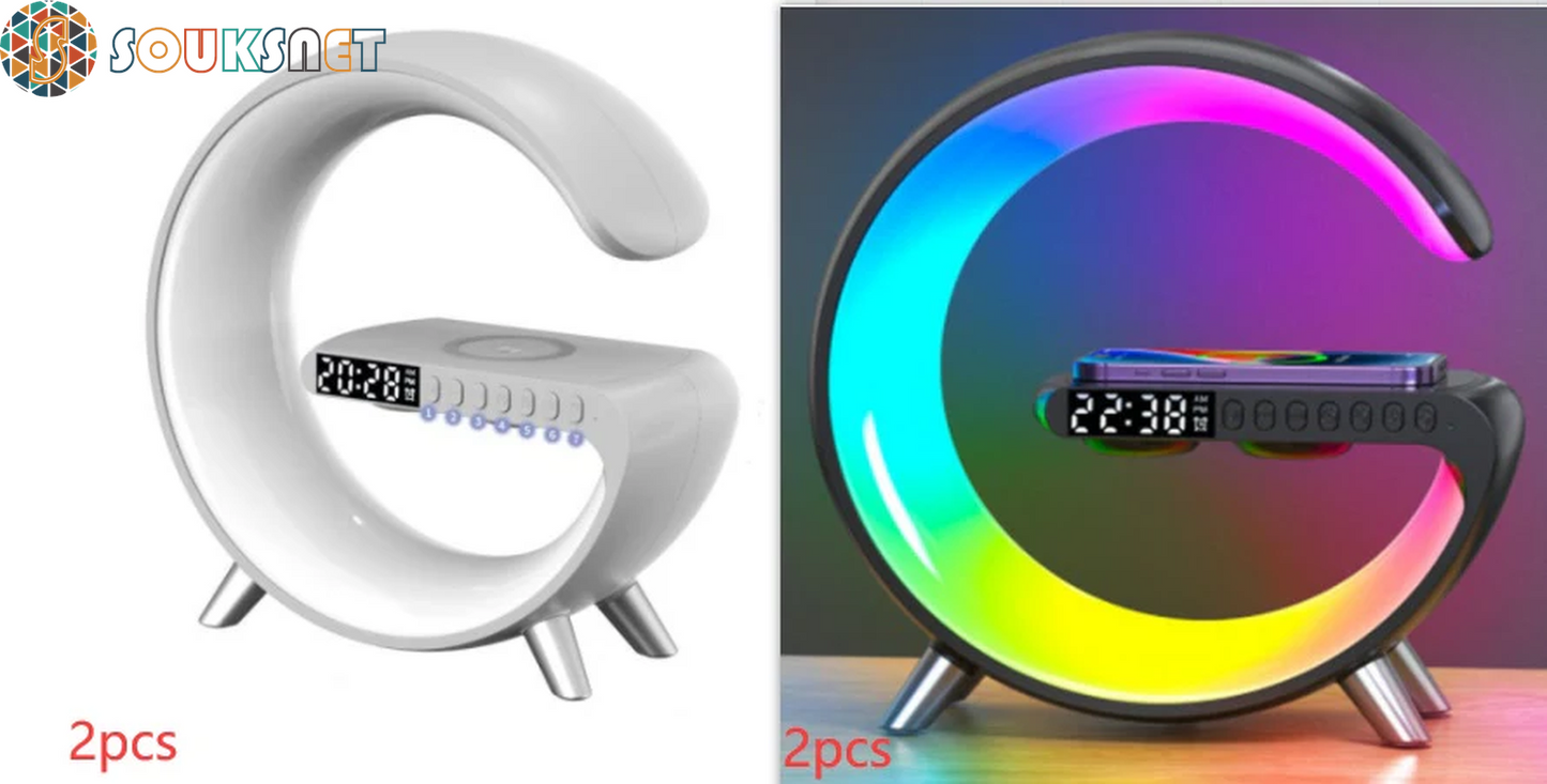 New Intelligent G Shaped LED Lamp Bluetooth Speake Wireless Charger Atmosphere Lamp App Control for Bedroom Home Decor