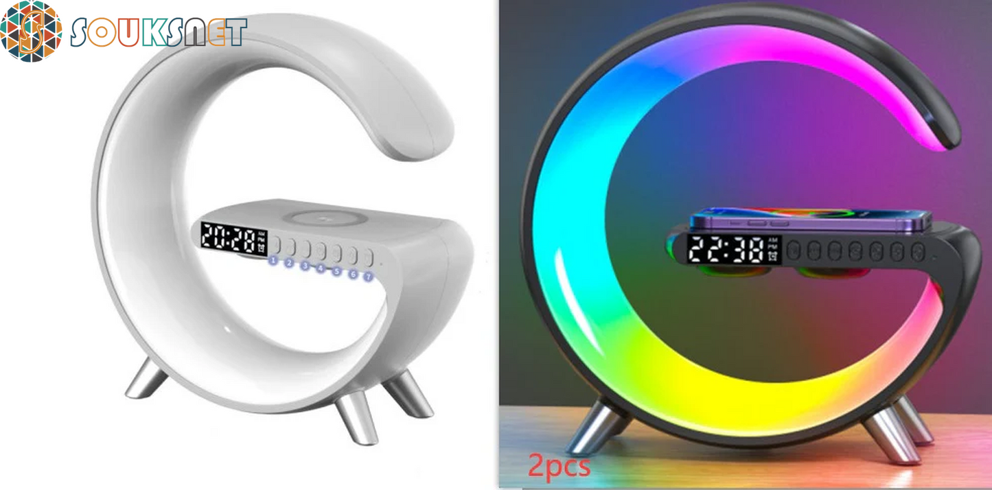 New Intelligent G Shaped LED Lamp Bluetooth Speake Wireless Charger Atmosphere Lamp App Control for Bedroom Home Decor