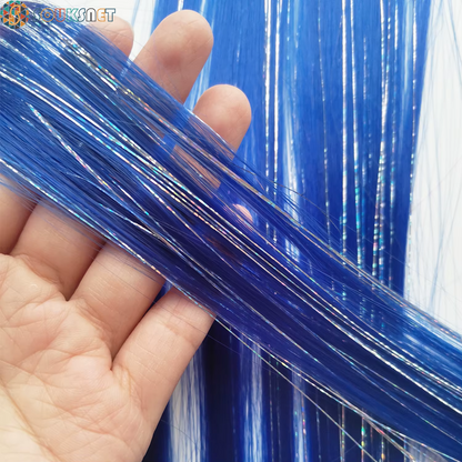 Clip in Colored Hair Extensions Mixed Silver Tinsels Synthetic Rainbow Hairpiece Holiday Party Highlights for Women Girls