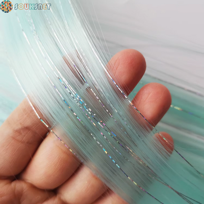 Sky Blue Hair Clip in Colored Extension Mixed Silver Tinsels Synthetic Rainbow Hairpiece Holiday Party Highlights for Women Girl