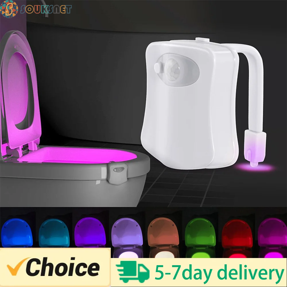 Motion Sensor Light Wireless LED Night Light RGB 8Colors Lamp Toilet Bathroom Atmosphere Light Colorful Sensor LED Night Lights