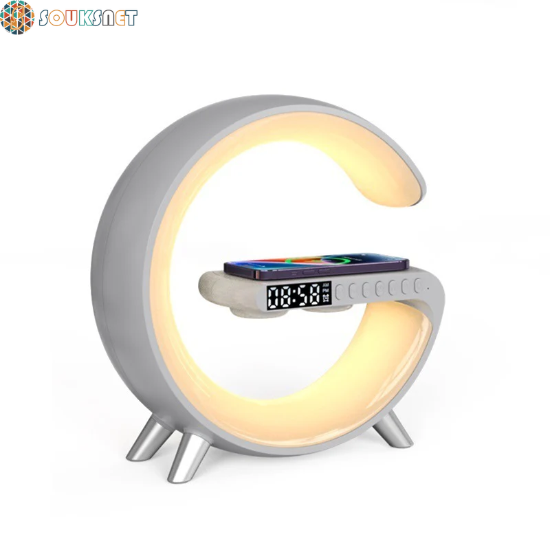 New Intelligent G Shaped LED Lamp Bluetooth Speake Wireless Charger Atmosphere Lamp App Control for Bedroom Home Decor